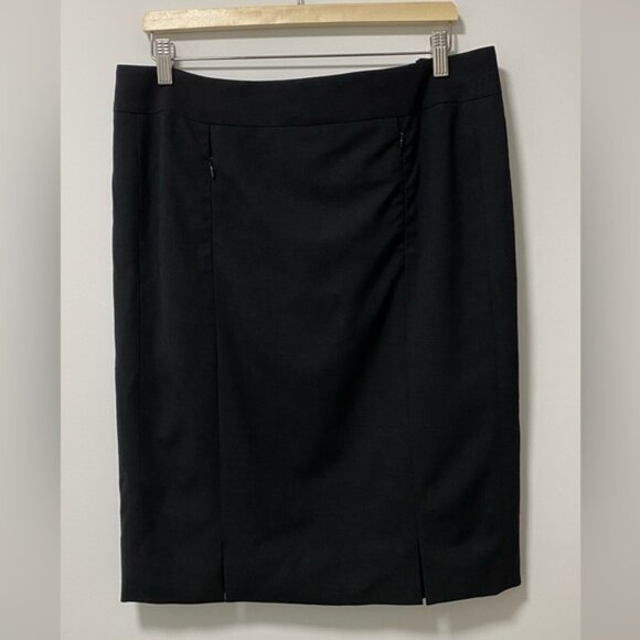 Akris Punto Wool Pencil Skirt Black Office Classic — Size 14 - Picture 4 of 7
